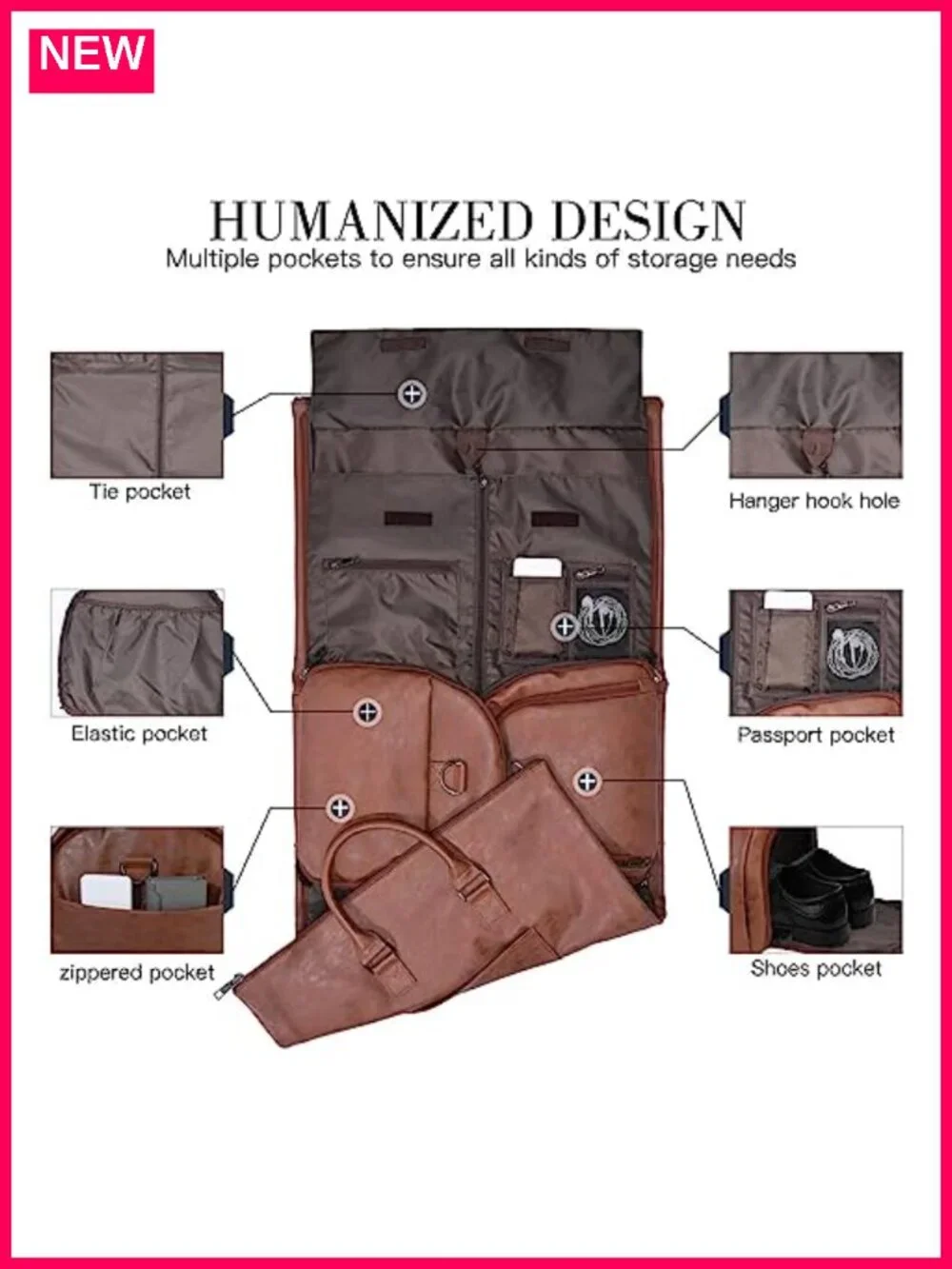 Convertible Travel Garment Bag 2-in-1 Hanging Suitcase Carry-on Duffel Men Women